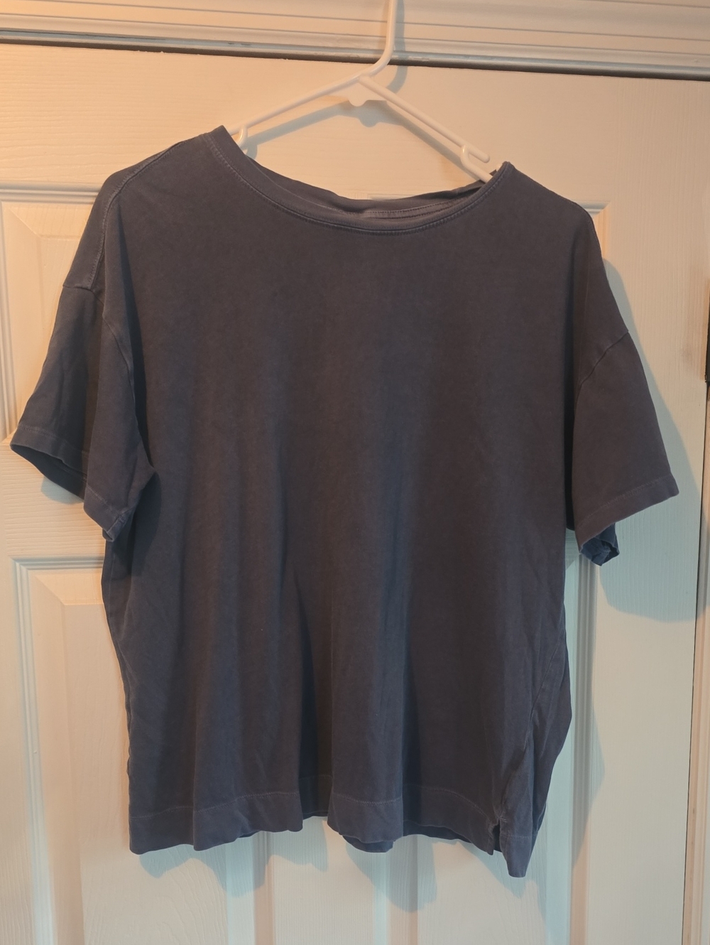 Women's Short Sleeve Boxy Tee - Slate Blue